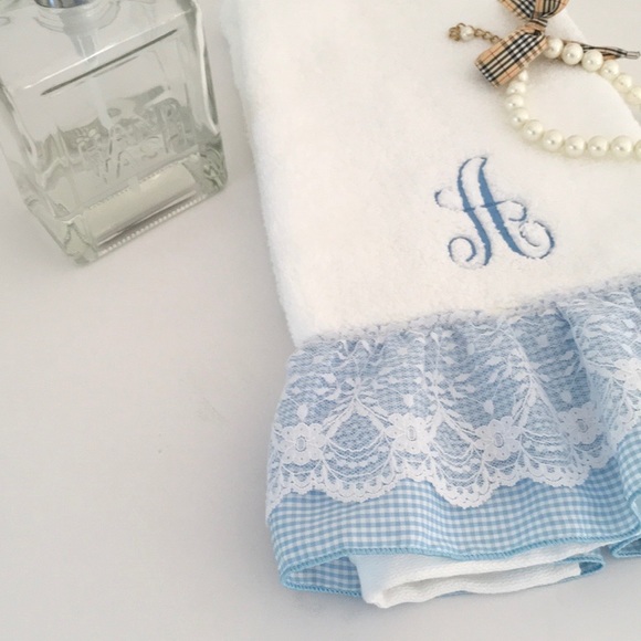 Personalized Hand Towel, Baby Gift, Embroidery, White Hand Towel, Initial A - Picture 3 of 6